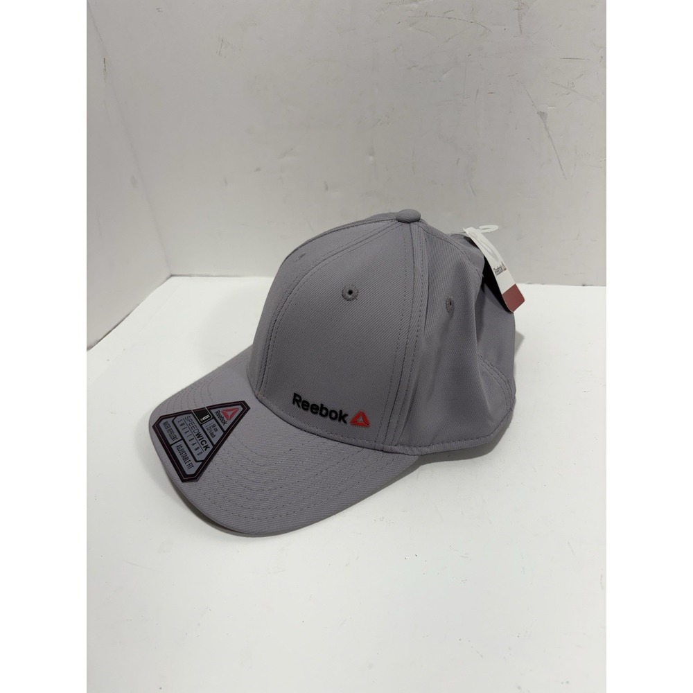 Reebok Speedwick Hat Adjustable Cap Light Gray‎  sweat Resistant Black Red Logo